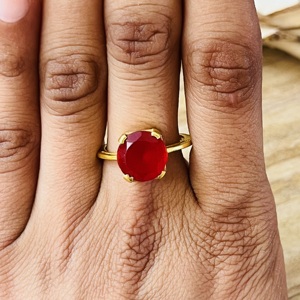 Nouvelle Bague Tendance en Gros, Bague Lune Céleste en Grenat, Bijoux Bohèmes en Laiton pour Femme, Plaqué Or 18 carats, Design Bohème Céleste Imposant - Product Image 6