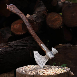 Hache professionnelle en acier au carbone de qualité industrielle LEGACY BLADES, manche en bois fait main, outil de camping en plein air, vente en gros - Product Image 5