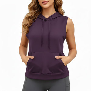 Wholesale Custom Woman's Sleeveless Gym <b>Workout</b> <b>Hoodie</b> Loose Fit Breathable Streetwear Casual Style Pullover Fashion <b>Hoodie</b> - Product Image 1