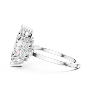 Silver Moissanite Diamond Ring Elegant 925 Sterling Silver Marquise <b>Cut</b> <b>Stone</b> Women Engagement Wedding Fine Jewelry - Product Image 4