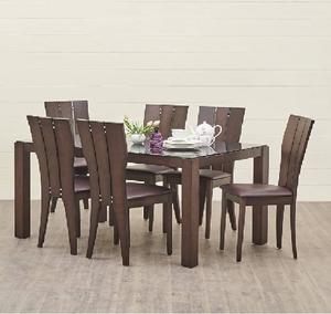 Elegante Juego de Mesa de Comedor Extensible de Madera para Seis Personas con Sillas Resistentes para una Comida Cómoda, Elegante y Funcional - Product Image 1