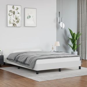 Cadre de lit blanc en similicuir pleine fleur sans matelas, produit rembourré - Product Image 1
