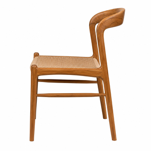 Chaise de salle à manger scandinave en teck massif, assise en corde tressée danoise, dossier courbé à la vapeur, écologique, durable, imperméable pour hôtel et parc - Product Image 3