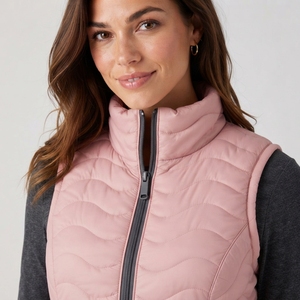 Chaleco Acolchado para Mujer, Tejido, Ligero, Cálido, Sin Mangas, con Cuello Alto, Cierre de Cremallera, Ecológico - Product Image 6