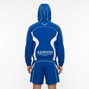 Custom Logo Unisex Hooded Windbreaker Jacket <b>Shorts</b> Set Polyester/Nylon Waterproof <b>Zip</b> Closure Elastic Waist Lightweight Summer - Product Image 5