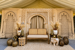 Panel Decorativo Jhronka Ligero y Personalizable para Escenario de Nikah, Marcos de Madera Premium para Escenario de Boda Dorado - Product Image 2