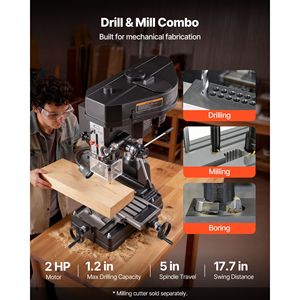 Trapano a Colonna da Banco da 15,875 Pollici, 2 HP, Velocità Regolabile 150-2560 RPM, Morsa Girevole, Laser, Trapano a Colonna Premium - Product Image 2