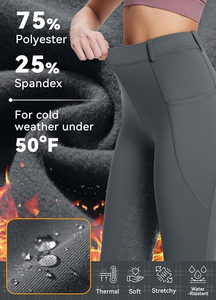 Women's Printed Jodhpurs <b>Winter</b> Riding Pants Full Seat Breeches Fleece Horse Equestrian <b>Tights</b> Adult Horseback Leggings Pockets - Product Image 4