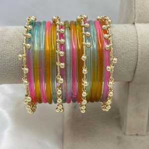 Wholesale glass Fashion <b>Bangle</b> <b>Set</b> Stylish <b>Bangles</b> Trendy Stackable <b>Bangles</b> Women Wrist Accessories Daily Wear Fashion Jewelry - Product Image 2