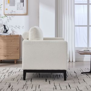 Poltrona singola moderna in stile farmhouse da 35,4 pollici di larghezza, con gambe nere e base in legno, ideale per la lettura nel soggiorno - Product Image 6