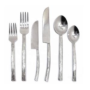 Ensemble de couverts en acier inoxydable de conception traditionnelle artisanale, manche martelé, poli miroir, argenterie, vaisselle de table, métallique - Product Image 2