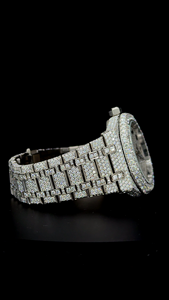 Montre de luxe personnalisée entièrement sertie de diamants Moissanite pour homme, bracelet en acier inoxydable, cadran classique avec date, affichage analogique, verre, cadeau - Product Image 3