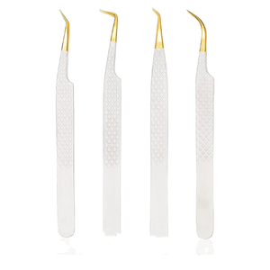 Nuevas Pinzas para Pestañas de Acero Inoxidable Coloridas, Juego de 2 Piezas, Curvadas a 90 Grados, Punta Puntiaguda, Extensión de Pestañas Postizas, Duraderas - Product Image 1