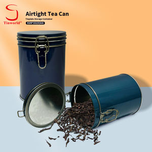 Contenedor de almacenamiento de hojalata sin plástico para alimentos, nuevo diseño personalizado, caja de <span class=keywords><strong>Metal</strong></span> cilíndrica, lata de té hermética redonda reciclable - Product Image 1