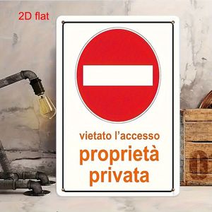 CIFbuy Targa in metallo vintage italiana, segno di proibizione di accesso per proprietà privata, spessa, decorativa per interni ed esterni, avvertimento di sicurezza - Product Image 1