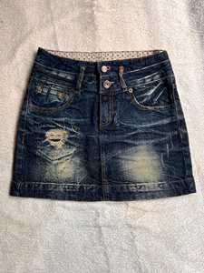 GRACE COLLECTION Mini-jupe en jean vintage, coupe crayon, délavage moyen, coupe classique, décontractée, hiver, femme, taille élastique en Spandex/Coton - Product Image 5