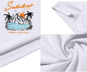 T-shirt d'été décontracté à manches courtes imprimé, style streetwear, 100% coton peigné - Product Image 5