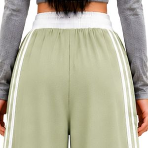 Pantalon cargo ample vert sauge pour femme, taille haute, avec cordon de serrage, coupe décontractée, rayures latérales, style streetwear, personnalisable OEM - Product Image 6