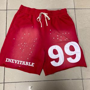 Pantalones cortos de felpa francesa personalizados para hombre, ropa de calle, Jogger de entrenamiento, estampado de soplo desgastado, cordón, función de secado rápido, Vintage informal - Product Image 2