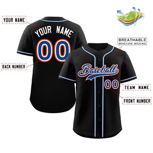 Camiseta de Béisbol Naranja Personalizada con Nombre y Número del Equipo, Ropa Deportiva con Botones, 100% Poliéster, Secado Rápido, Servicio OEM de Verano - Product Image 5