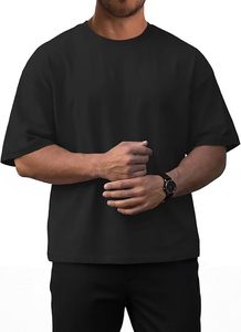 Heavy Weight 100% Cotton Oversized T-<b>Shirt</b> <b>Men</b> 220 Grams Shoulder Custom Printing Hip Hop Plus Size 100% Cotton Blank Boxy <b>Men's</b> - Product Image 3