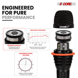 Microphone dynamique 5 cœurs pour karaoké et studio - XLR portable avec construction en métal et plastique - Série E-54 PLUS - Product Image 3