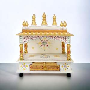 Temple en bois artisanal traditionnel de qualité supérieure, 15*8*18 pouces, pour la décoration murale de la maison ou du bureau, œuvre d'art faite à la main, Pooja Mandir - Product Image 4