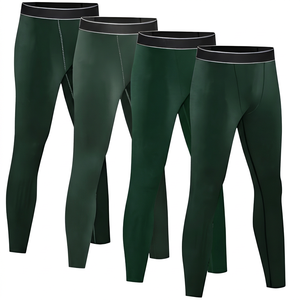 Leggings de compression pour hommes, longueur intégrale, couleur unie, spandex, nylon, taille élastique, noir, gris, bleu marine - Product Image 6