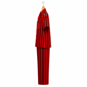 Delta Sigma Sorority Greek Apparel Heritage Masonic Regalia Red Black Striped Women Sleep Wear Elegant <b>PJs</b> Night Wear - Product Image 3