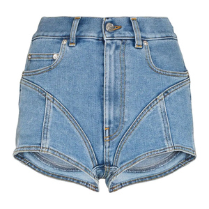 Shorts de mezclilla elásticos de cintura alta para mujer, lavables, de alta calidad, para verano. - Product Image 3