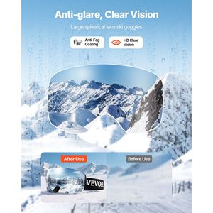 Men and Women's Frameless OTG <b>Ski</b> Goggles Silver Mirror Spherical Lens with Revo Coating TPU V-Frame Anti-Fog Snow Helmet - Product Image 2