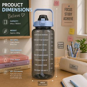 Premium Plastic Water Bottle with Lid, Reusable <b>Empty</b> Mineral Bottle for Daily Use 2000ml - Product Image 3