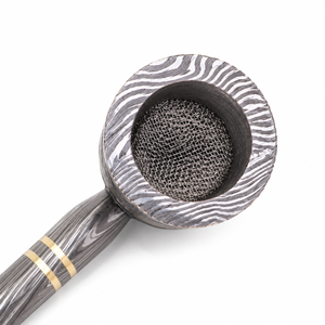 Jexmoo Pipa de Fumar Recta Reutilizable de Acero de Damasco de Lujo Hecha a Mano con Funda de Cuero, Regalo para Papá, Esposo, Novio - Product Image 5