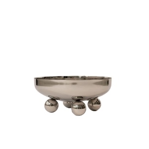 Bol à fruits en acier inoxydable avec base sur pieds, antidérapant, compatible lave-vaisselle, écologique, pour décoration de table, finition poli miroir - Product Image 1