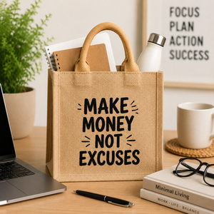 Sac fourre-tout mini en jute naturel personnalisé AMANI, imprimé, écologique, léger, réutilisable, pour le shopping et l'emballage cadeau, vente en gros - Product Image 1