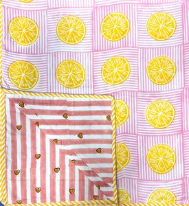 Beautiful Triangle Check Pattern And Small <b>Red</b> Heart Work Designer 100% Cotton Material Dohar Baby Quilt For Home <b>Bedding</b> Decor - Product Image 3