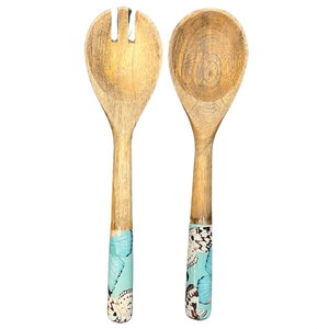 Juego de cucharas de servir creativas y elegantes, cuchara de madera con estampado de esmalte y patrón de flamenco, mango largo para decorar la mesa del comedor del hogar - Product Image 6
