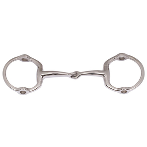 Bocado de equitación tipo French Link Ring de doble articulación Eggbutt en color arcoíris para caballo, con boquilla lisa y personalizable. - Product Image 3