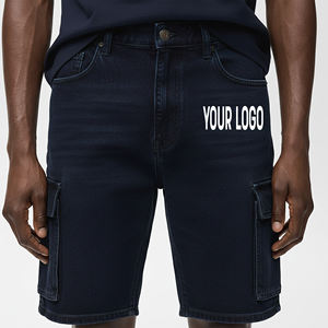 Pantalones Cortos de Mezclilla de Alta Calidad OEM/ODM, 100% Algodón, para Verano, Resistentes al Viento, Estilo Urbano, con Bolsillos Laterales Tipo Cargo, Diseño Sólido - Product Image 1