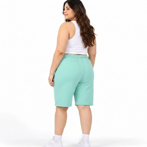 Custom OEM Plus Size Women's Mid Waist <b>Knee</b> Length Gym Shorts Embroidered Breathable Eco-Friendly Quick Dry - Product Image 4