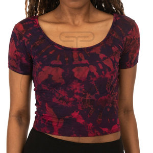 Camiseta Corta de Algodón Tie Dye de Última Moda y Alta Calidad para Mujer, Camiseta Informal Barata con Estampado Tie Dye, Camiseta Corta Tie Dye para Mujer - Product Image 1