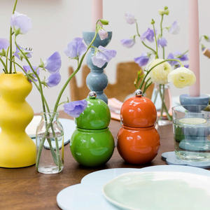 Juego de Molinillos de Sal y Pimienta Modernos con Acabado Lacado Brillante, Molinillo de Especias de Madera con Forma de Bulbo para Decoración Colorida de Cocina - Product Image 1