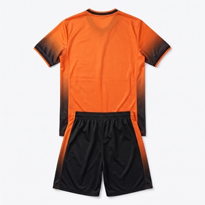 Dumela International Men's Football Kit Black Orange V-Neck <b>Jersey</b> Shorts Set Breathable Team <b>Sports</b> Uniform M - Product Image 2