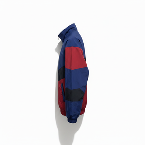 Men's Color Blocking <b>Racer</b> <b>Jacket</b> Zipper Front Stand Collar Windproof Sporty Style Autumn Polyester Material - Product Image 3