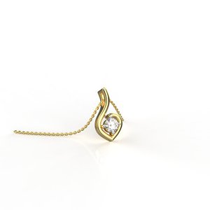 Pendentif en or jaune avec diamant taille brillant rond, style romantique, bijoux pour femmes - Product Image 2