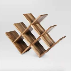 Porte-vin en bois de manguier naturel, 8 bouteilles, support à vin de comptoir, design géométrique moderne en forme de X, présentoir à vin de table pour la décoration de la maison - Product Image 1