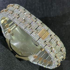 Relojes Clásicos Unisex Hechos a Mano con Diamantes Moissanite VVS1, Correa de Acero Inoxidable, Esfera Analógica Mecánica - Product Image 5