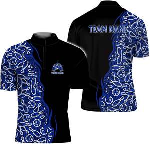 Custom Logo Team Wholesale Blank Cheap Kid Kit Man <b>Bowling</b> Shirts Zip Dry Fits Sublimation <b>Bowling</b> Jersey Polo Tshirt - Product Image 1