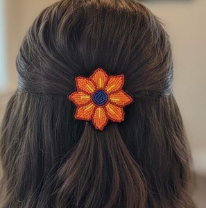 Pink Christmas <b>Bow</b> Embroidered Beaded Hair Clip With Seed Beads Boho Hair Accessory For Women <b>Gift</b> Fashion Daily & Party Wear - Product Image 4