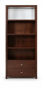 Modern <b>Wood</b> <b>Bookcase</b> with 4 Shelves and 2 Drawers Freestanding Living Room Storage Furniture Contemporary Design Kona Coffee Col - Product Image 4